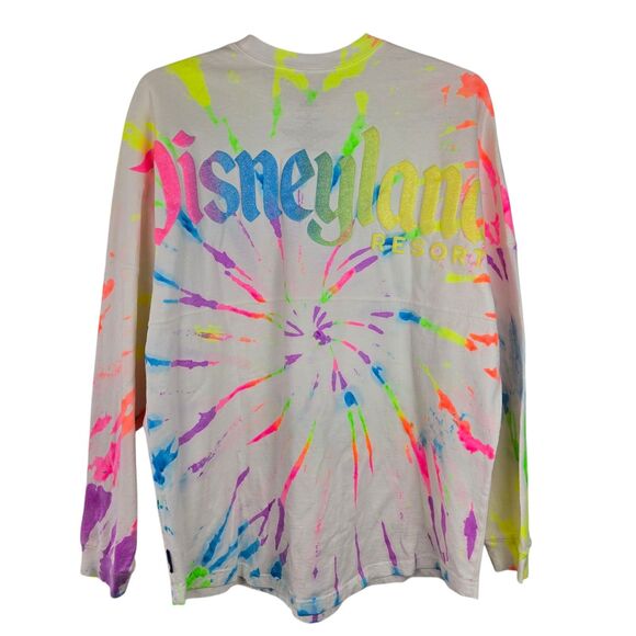 Disneyland Resort Spirit Jersey XL White Neon Tie Dye Glitter Long Sleeve - Picture 1 of 3
